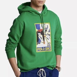 Polo Ralph Lauren Ski Fleece Hoodie men's green hooded sweatshirt large NWT